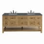 James Martin Vanities Breckenridge 72" Free Standing Double Basin Poplar Wood Vanity Set with Quartz Top and Rectangular Sinks Light Natural Oak