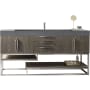 James Martin Vanities Columbia 72" Single Basin Birch Wood Vanity Set with Stone Composite Top with USB/Electrical Outlets Ash Gray