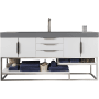James Martin Vanities Columbia 72" Single Basin Birch Wood Vanity Set with Stone Composite Top with USB/Electrical Outlets Glossy White