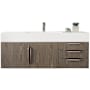 James Martin Vanities Mercer Island 48" Wall Mounted Single Basin Birch Wood Vanity Set with USB/Electrical Outlet and Glossy White Solid Surface Vanity Top Ash Gray