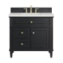 James Martin Vanities Lorelai 36" Single Basin Wood Vanity Set with 3cm Lime Delight Silestone Quartz Vanity Top, Rectangular Sink and Electrical Outlet - 8" Faucet Centers Black Onyx