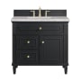 James Martin Vanities Lorelai 36" Single Basin Wood Vanity Set with 3cm Victorian Silver Silestone Quartz Vanity Top and Rectangular Sink - 8" Faucet Centers Black Onyx