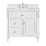 James Martin Vanities Lorelai 36" Single Basin Wood Vanity Set with 3cm Ethereal Noctis Silestone Quartz Vanity Top, Rectangular Sink and Outlet - 8" Faucet Centers Bright White
