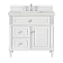 James Martin Vanities Lorelai 36" Single Basin Wood Vanity Set with 3cm Lime Delight Silestone Quartz Vanity Top, Rectangular Sink and Electrical Outlet - 8" Faucet Centers Bright White