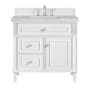 James Martin Vanities Lorelai 36" Single Basin Wood Vanity Set with 3cm Victorian Silver Silestone Quartz Vanity Top and Rectangular Sink - 8" Faucet Centers Bright White