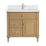 James Martin Vanities Lorelai 36" Single Basin Wood Vanity Set with 3cm White Zeus Silestone Quartz Vanity Top, Rectangular Sink and Electrical Outlet - Single Faucet Hole Light Natural Oak