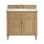 James Martin Vanities Lorelai 36" Single Basin Wood Vanity Set with 3cm Arctic Fall Solid Surface Vanity Top, Rectangular Sink and Electrical Outlet - 8" Faucet Centers Light Natural Oak