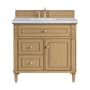 James Martin Vanities Lorelai 36" Single Basin Wood Vanity Set with 3cm Carrara White Marble Vanity Top, Rectangular Sink and Electrical Outlet - 8" Faucet Centers Light Natural Oak