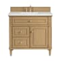 James Martin Vanities Lorelai 36" Single Basin Wood Vanity Set with 3cm Ethereal Noctis Silestone Quartz Vanity Top, Rectangular Sink and Outlet - 8" Faucet Centers Light Natural Oak