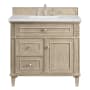 James Martin Vanities Lorelai 36" Single Basin Wood Vanity Set with 3cm Arctic Fall Solid Surface Vanity Top, Rectangular Sink and Electrical Outlet - 8" Faucet Centers Whitewashed Oak
