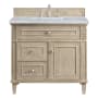 James Martin Vanities Lorelai 36" Single Basin Wood Vanity Set with 3cm Carrara White Marble Vanity Top, Rectangular Sink and Electrical Outlet - 8" Faucet Centers Whitewashed Oak