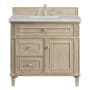 James Martin Vanities Lorelai 36" Single Basin Wood Vanity Set with 3cm Victorian Silver Silestone Quartz Vanity Top and Rectangular Sink - 8" Faucet Centers Whitewashed Oak