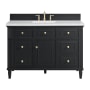 James Martin Vanities Lorelai 48" Single Basin Wood Vanity Set with 3cm Arctic Fall Solid Surface Vanity Top, Rectangular Sink and Electrical Outlet - 8" Faucet Centers Black Onyx