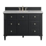 James Martin Vanities Lorelai 48" Single Basin Wood Vanity Set with 3cm Eternal Jasmine Pearl Silestone Quartz Vanity Top and Rectangular Sink - 8" Faucet Centers Black Onyx