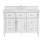 James Martin Vanities Lorelai 48" Single Basin Wood Vanity Set with 3cm Arctic Fall Solid Surface Vanity Top, Rectangular Sink and Electrical Outlet - 8" Faucet Centers Bright White