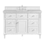 James Martin Vanities Lorelai 48" Single Basin Wood Vanity Set with 3cm Eternal Jasmine Pearl Silestone Quartz Vanity Top and Rectangular Sink - 8" Faucet Centers Bright White