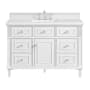 James Martin Vanities Lorelai 48" Single Basin Wood Vanity Set with 3cm White Zeus Silestone Quartz Vanity Top, Rectangular Sink and Electrical Outlet - 8" Faucet Centers Bright White