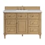 James Martin Vanities Lorelai 48" Single Basin Wood Vanity Set with 3cm Arctic Fall Solid Surface Vanity Top, Rectangular Sink and Electrical Outlet - 8" Faucet Centers Light Natural Oak