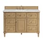 James Martin Vanities Lorelai 48" Single Basin Wood Vanity Set with 3cm Ethereal Noctis Silestone Quartz Vanity Top, Rectangular Sink and Outlet - 8" Faucet Centers Light Natural Oak
