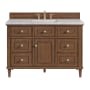 James Martin Vanities Lorelai 48" Single Basin Wood Vanity Set with 3cm Eternal Jasmine Pearl Silestone Quartz Vanity Top and Rectangular Sink - 8" Faucet Centers Mid-Century Walnut