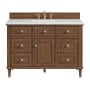 James Martin Vanities Lorelai 48" Single Basin Wood Vanity Set with 3cm Ethereal Noctis Silestone Quartz Vanity Top, Rectangular Sink and Outlet - 8" Faucet Centers Mid-Century Walnut