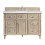 James Martin Vanities Lorelai 48" Single Basin Wood Vanity Set with 3cm Arctic Fall Solid Surface Vanity Top, Rectangular Sink and Electrical Outlet - 8" Faucet Centers Whitewashed Oak