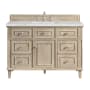 James Martin Vanities Lorelai 48" Single Basin Wood Vanity Set with 3cm Ethereal Noctis Silestone Quartz Vanity Top, Rectangular Sink and Outlet - 8" Faucet Centers Whitewashed Oak