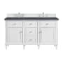 James Martin Vanities Lorelai 60" Double Basin Wood Vanity Set with 3cm Charcoal Soapstone Silestone Quartz Vanity Top and Rectangular Sinks - 8" Faucet Centers Bright White