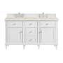 James Martin Vanities Lorelai 60" Double Basin Wood Vanity Set with 3cm Eternal Marfil Silestone Quartz Vanity Top, Rectangular Sinks and Outlet - 8" Faucet Centers Bright White