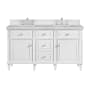 James Martin Vanities Lorelai 60" Double Basin Wood Vanity Set with 3cm Victorian Silver Silestone Quartz Vanity Top and Rectangular Sinks - 8" Faucet Centers Bright White