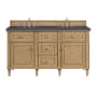 James Martin Vanities Lorelai 60" Double Basin Wood Vanity Set with 3cm Charcoal Soapstone Silestone Quartz Vanity Top and Rectangular Sinks - 8" Faucet Centers Light Natural Oak
