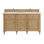 James Martin Vanities Lorelai 60" Double Basin Wood Vanity Set with 3cm Eternal Marfil Silestone Quartz Vanity Top, Rectangular Sinks and Outlet - 8" Faucet Centers Light Natural Oak