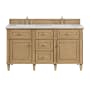 James Martin Vanities Lorelai 60" Double Basin Wood Vanity Set with 3cm Ethereal Noctis Silestone Quartz Vanity Top and Rectangular Sinks - 8" Faucet Centers Light Natural Oak