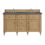 James Martin Vanities Lorelai 60" Double Basin Wood Vanity Set with 3cm Parisien Bleu Silestone Quartz Vanity Top, Rectangular Sinks and Outlet - 8" Faucet Centers Light Natural Oak