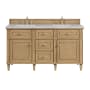 James Martin Vanities Lorelai 60" Double Basin Wood Vanity Set with 3cm Victorian Silver Silestone Quartz Vanity Top and Rectangular Sinks - 8" Faucet Centers Light Natural Oak