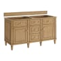 James Martin Vanities Lorelai 60" Double Basin Wood Vanity Cabinet Only with USB Port and Electrical Outlet Light Natural Oak