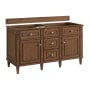 James Martin Vanities Lorelai 60" Double Basin Wood Vanity Cabinet Only with USB Port and Electrical Outlet Mid-Century Walnut