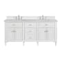 James Martin Vanities Lorelai 72" Double Basin Wood Vanity Set with 3cm Eternal Jasmine Pearl Silestone Quartz Vanity Top and Rectangular Sinks - 8" Faucet Centers Bright White