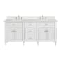 James Martin Vanities Lorelai 72" Double Basin Wood Vanity Set with 3cm Lime Delight Silestone Quartz Vanity Top, Rectangular Sinks and Outlet - 8" Faucet Centers Bright White