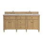 James Martin Vanities Lorelai 72" Double Basin Wood Vanity Set with 3cm Eternal Jasmine Pearl Silestone Quartz Vanity Top and Rectangular Sinks - 8" Faucet Centers Light Natural Oak