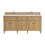 James Martin Vanities Lorelai 72" Double Basin Wood Vanity Set with 3cm Lime Delight Silestone Quartz Vanity Top, Rectangular Sinks and Outlet - 8" Faucet Centers Light Natural Oak