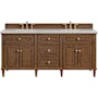 James Martin Vanities Lorelai 72" Free Standing Double Basin Hardwood Vanity Set with Eternal Jasmine Pearl Stone Composite Top, Rectangular Sinks, and FreePower Mid-Century Walnut