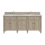 James Martin Vanities Lorelai 72" Double Basin Wood Vanity Set with 3cm Carrara White Marble Vanity Top, Rectangular Sinks and Electrical Outlet - 8" Faucet Centers Whitewashed Oak