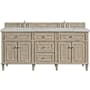 James Martin Vanities Lorelai 72" Free Standing Double Basin Hardwood Vanity Set with Eternal Jasmine Pearl Stone Composite Top, Rectangular Sinks, and FreePower Whitewashed Oak