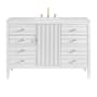James Martin Vanities Myrrin 48" Single Basin Wood Vanity Set with 3cm Arctic Fall Solid Surface Vanity Top, Rectangular Sink and Electrical Outlet - 8" Faucet Centers Bright White