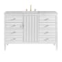 James Martin Vanities Myrrin 48" Single Basin Wood Vanity Set with 3cm Eternal Jasmine Pearl Silestone Quartz Vanity Top and Rectangular Sink - 8" Faucet Centers Bright White