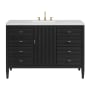 James Martin Vanities Myrrin 48" Single Basin Wood Vanity Set with 3cm Arctic Fall Solid Surface Vanity Top, Rectangular Sink and Electrical Outlet - 8" Faucet Centers Carbon Oak