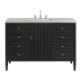 James Martin Vanities Myrrin 48" Single Basin Wood Vanity Set with 3cm Eternal Jasmine Pearl Silestone Quartz Vanity Top and Rectangular Sink - 8" Faucet Centers Carbon Oak