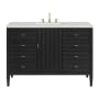 James Martin Vanities Myrrin 48" Single Basin Wood Vanity Set with 3cm Lime Delight Silestone Quartz Vanity Top, Rectangular Sink and Electrical Outlet - 8" Faucet Centers Carbon Oak