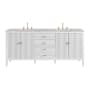 James Martin Vanities Myrrin 72" Double Basin Wood Vanity Set with 3cm Eternal Jasmine Pearl Silestone Quartz Vanity Top and Rectangular Sinks - 8" Faucet Centers Bright White